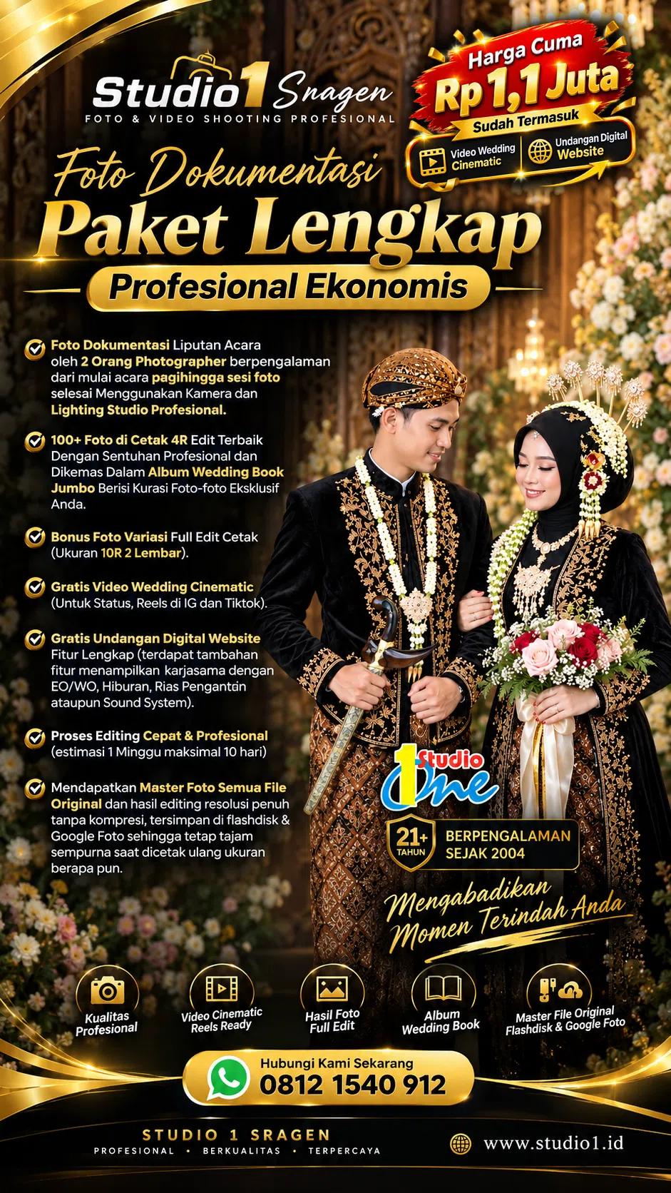 Solusi Studio 1 Sragen Dokumentasi Pernikahan Profesional Berpengalaman 21 Tahun Sejak 2004