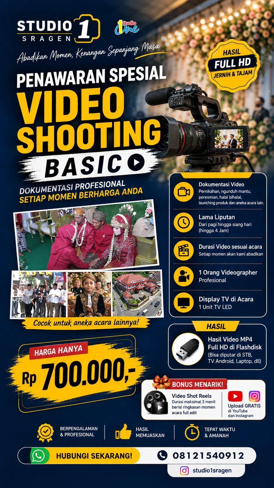 Brosur Resmi Promo Paket Video Shooting Basic Studio 1 Sragen